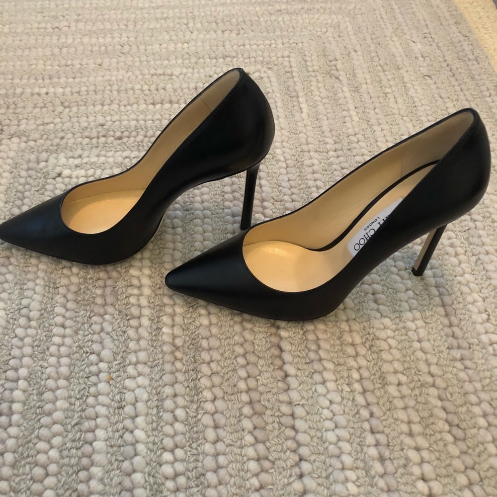 NIB Black Leather Jimmy Choo Romy Sz 38/US 7.5-8